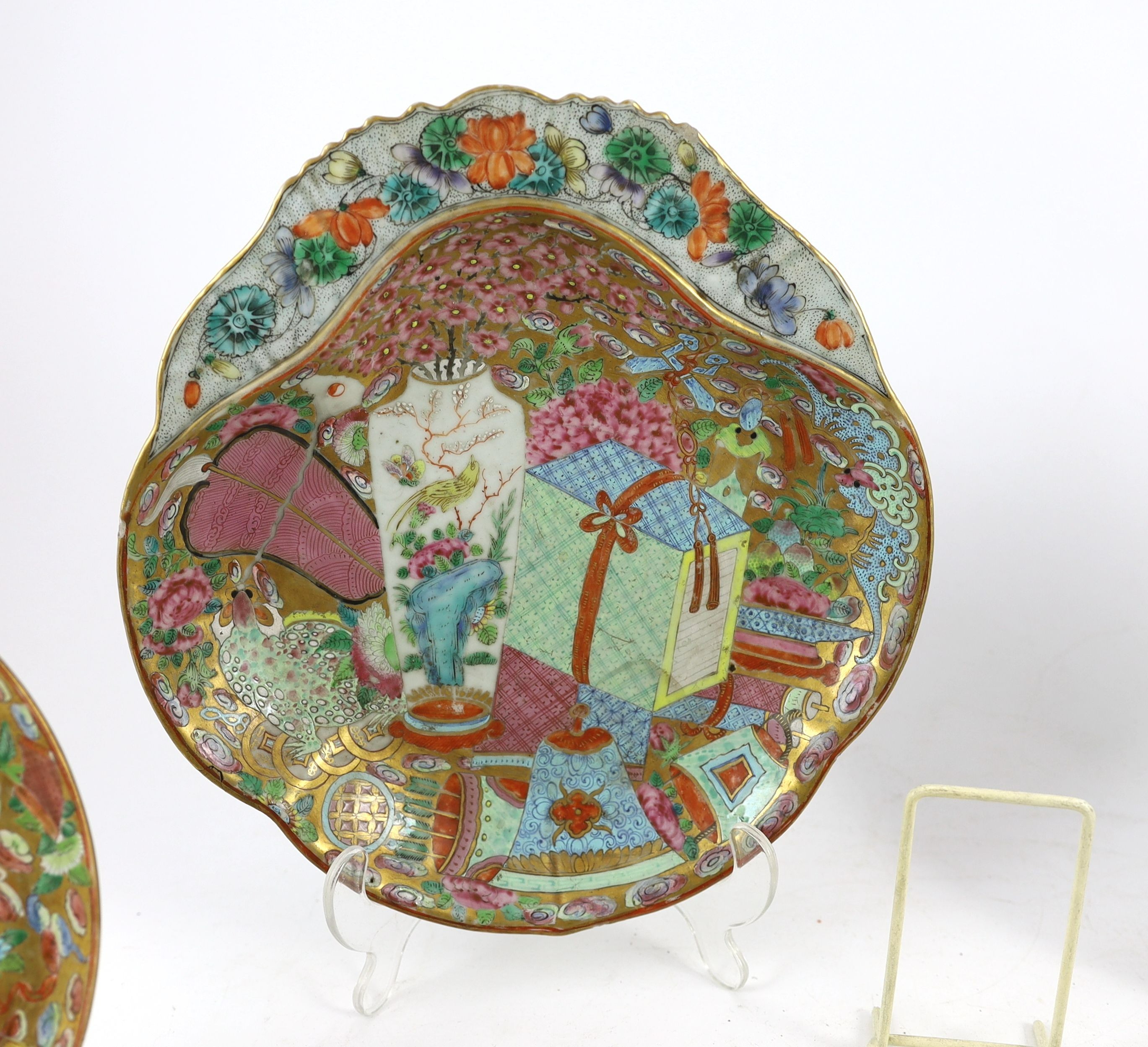 A Chinese famille rose part dessert service, Daoguang period (1821-50), some chips
